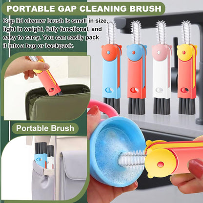 3 in 1 Cup Lid Cleaning Brush, Portable Cup Cleaner Brush, New Water Bottle Lid Cleaner Brush, Multifunctional Cleaning Brush - Home Kitchen Cleaning Tools for Tight Spaces & Bottle Gaps, 3 PCS