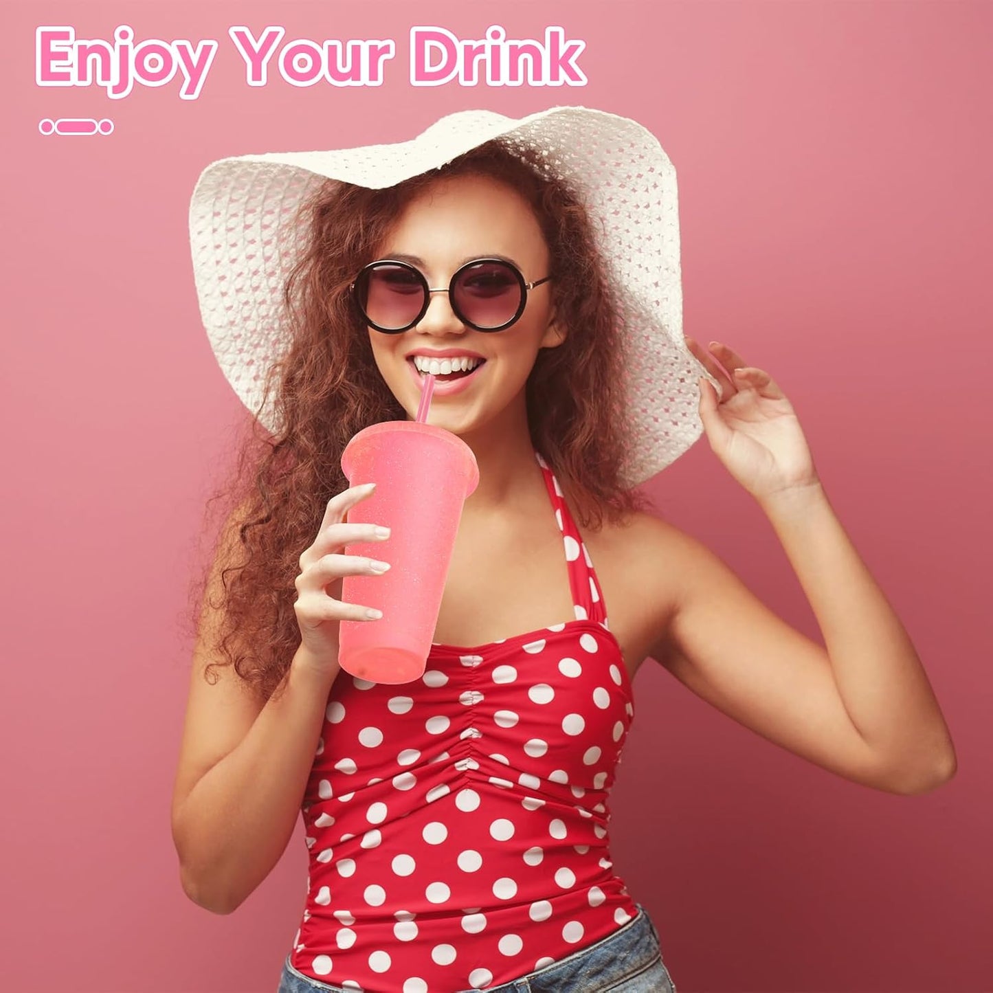24 Pack Plastic Tumblers with Lids and Straw, Reusable Cups with Lids and Straws Colorful Cups for Cold Drink Iced Coffee, Plastic Tumbler Bulk for Party Birthday Gifts (24 oz, Stylish Colors)