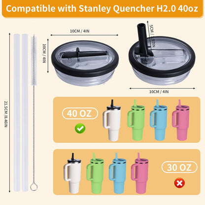 2 Pack 30 oz Flip Straw Leak Proof Lid for Stanley Quencher H2.0, Spill Proof Tumbler Lid Replacement, BPA Free Reusable No Spill Straw Lid for Stanley Accessories