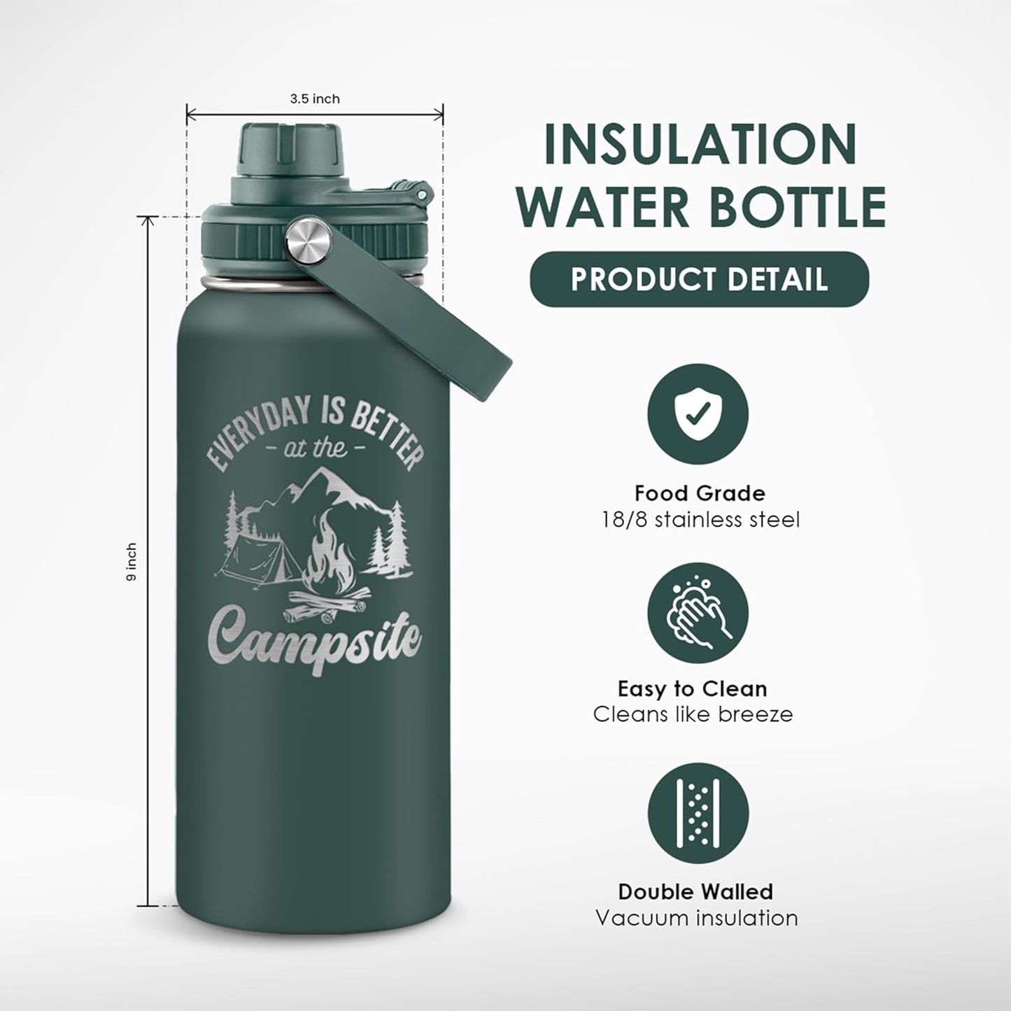 SANDJEST Gym Insulated Engraved Stainless Steel Water Bottle 32oz, Vacuum Chug Lid Travel Tumbler For Men Friends Dad Gymer Trainer, Gym Mode on, Birthday Christmas Father's Day