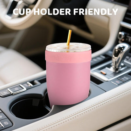 Universal Iced Coffee Sleeve,32oz Double Wall Stainless Steel Insulator Fits 16-32oz Starbucks/Dunkin/McDonalds Cups,Reusable Iced Coffee Cup Holder,Leak-Proof Tumbler for Hot,Cold Drink