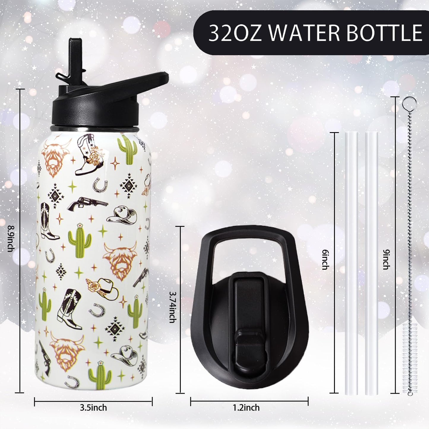 32 oz Pickleball Insulated Water Bottle with Straw - Pickleball Gym Hiking Sports Coffee Mug | Perfect Pickleball Gifts for Women, Pickleball Decor Accessories