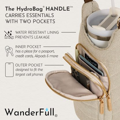 WanderFull Original HydroBag Handle® Zipper Slot for Handle, Hands-Free Crossbody Water Bottle Holder & Tumbler Accessories