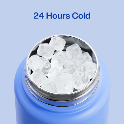ENCOOL Insulated Water Bottle with Straw Stainless Steel Water Bottle, Leak-Proof, BPA-Free, Double Wall Vacuum Keeps Cold for 24 Hours for Sports, Travel, School (26 oz, Cotton Candy) - Colors C