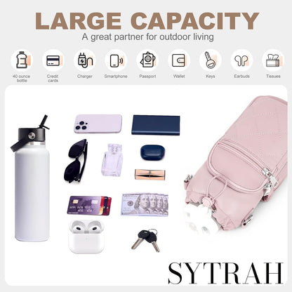 SYTRAH Water Bottle Carrier Bag with Strap, Water Bottle Purse with Phone Pocket 40oz for Walking Hiking
