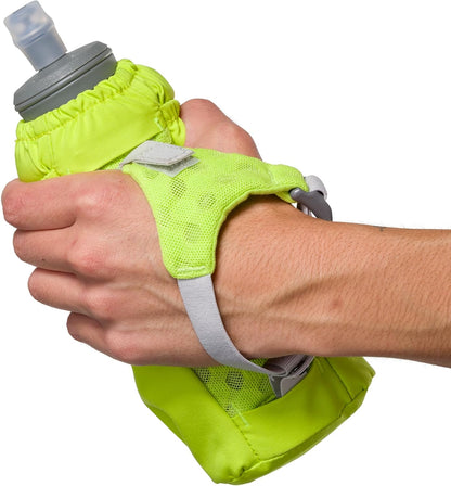 Nathan Handheld Soft Flask 18oz - Exo-Draw Insulated Collapsible Bottle - Grip-Free Strap & Rigid ExoSpine for Comfort/Support - Breathable Mesh Strap - Ideal Running/Hiking, Pinnacle, Black