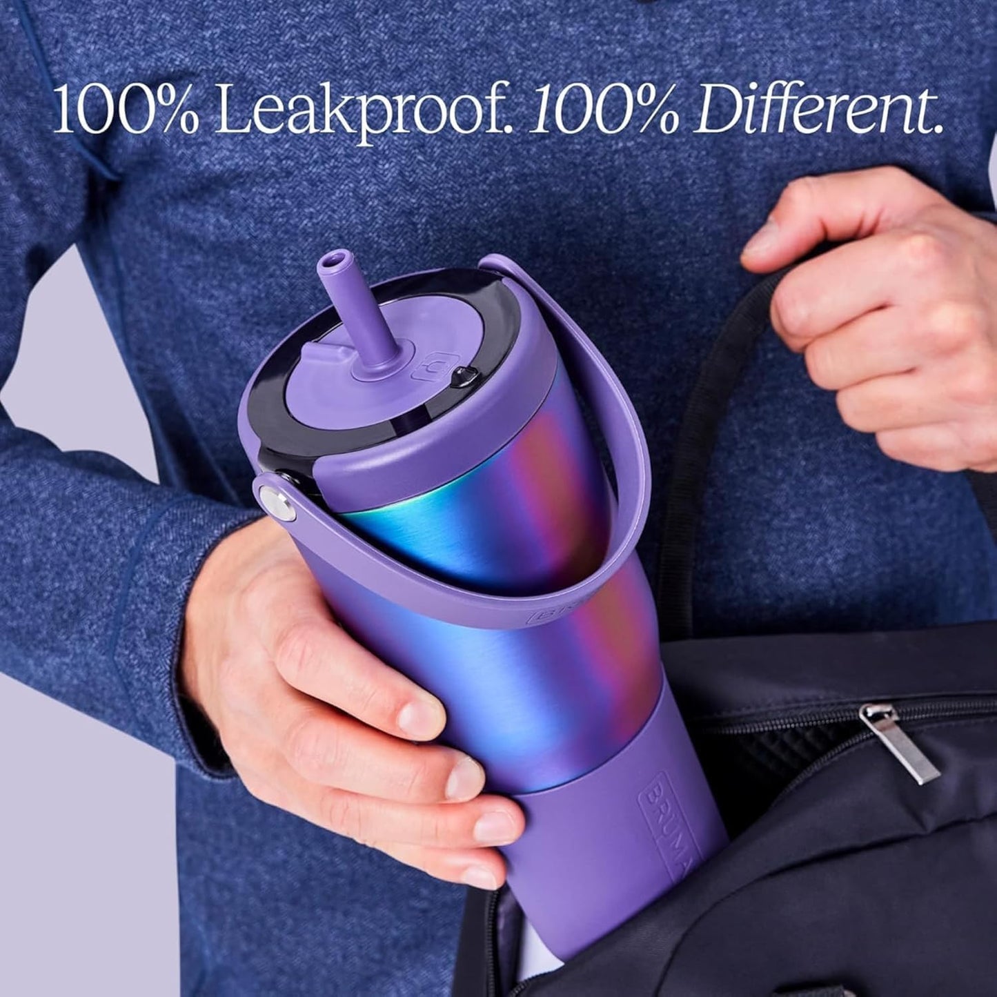 BrüMate Resa 35oz 100% Leakproof Tumbler w/Handle & Straw | Flexible SoftSip Straw | Silicone Sleeve for Durability | Stainless Steel | Cup Holder & Travel Friendly Water Bottle (Java)