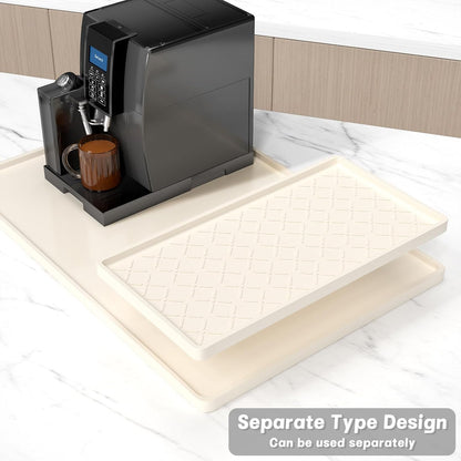 Rnivvi Silicone Coffee Mat, 16" x 24" Waterproof Raised Edge Coffee Bar Mats for Espresso Machine Station Accessories, Heat Resistant Detachable Dish Drying Pad for Kitchen Counter, Dish Rack, Green
