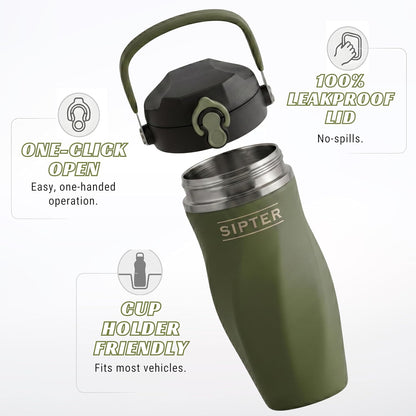 Earth Stone - 24oz Insulated Protein Shaker Bottle - Medical-Grade 316 Stainless Steel - Patent-Pending Clump-Free Design - Odor Proof & Leak-Proof Metal Blender Cup