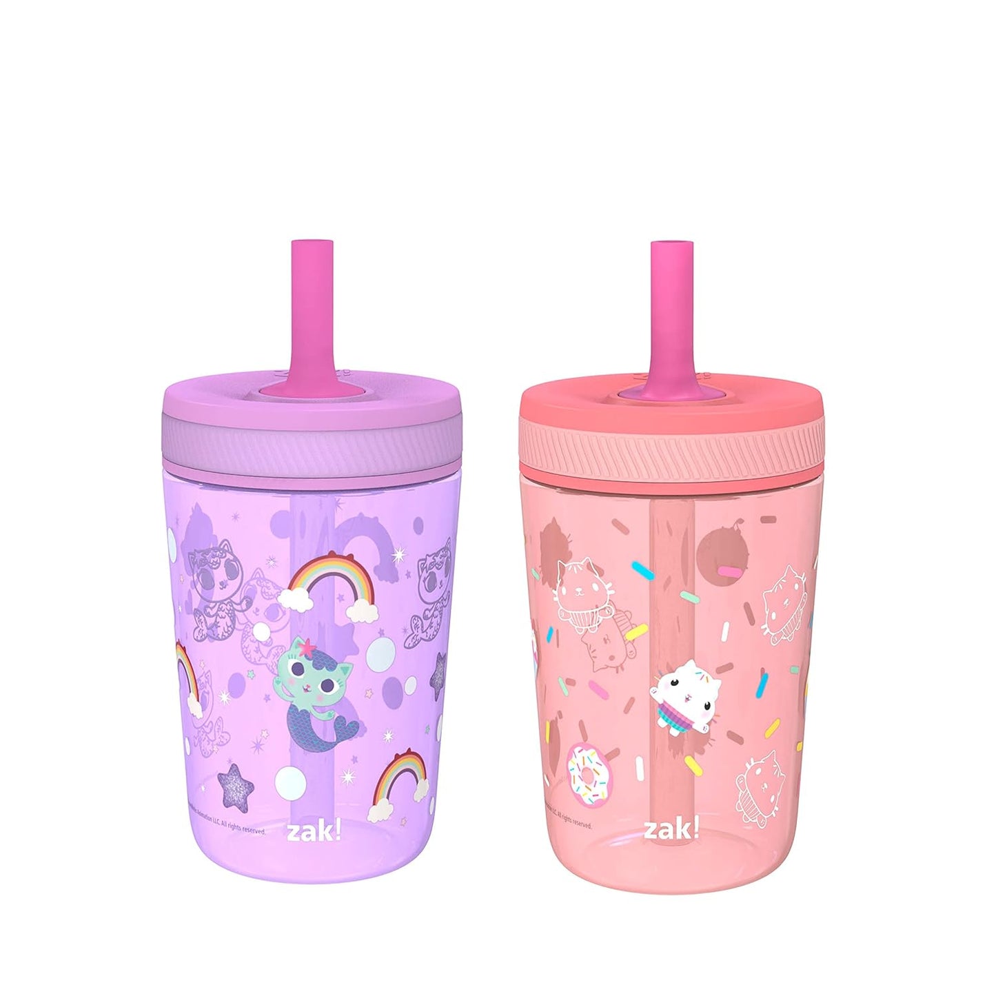 Zak Designs 15oz Bluey Kelso Tumbler Set, Leak-Proof Screw-On Lid with Straw Made of Durable Plastic and Silicone, Perfect Bundle for Kids, 2 Count (Pack of 1) - Colors B