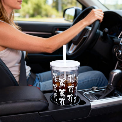 24oz Tumbler with Lid and Straw, Leak Proof and Double Wall Insulated Reusable Plastic Cups,Travel Reusable Iced Coffee Cup (1, Pink)