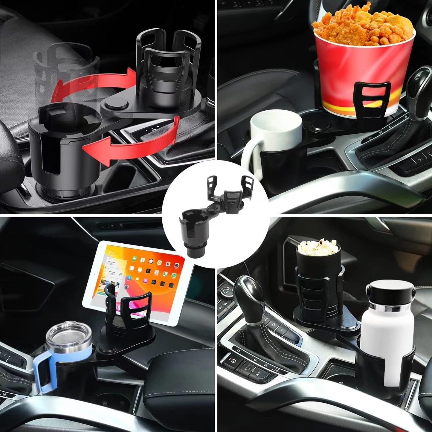 Cup Holder Expander for car 2 in 1 Multifunctional Car Cup Holder Extender Adapter with Adjustable Base Compatible with Hydro Flask, Yeti, Nalgene, 32/40 oz Large Bottles Drinks Mugs