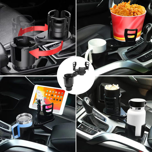 Cup Holder Expander for car 2 in 1 Multifunctional Car Cup Holder Extender Adapter with Adjustable Base Compatible with Hydro Flask, Yeti, Nalgene, 32/40 oz Large Bottles Drinks Mugs