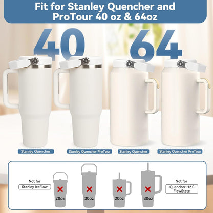 Flip Straw Lid for Stanley 30oz and 20oz, Leak Proof Top Replacement with Handle for 30&20 oz Stanley Quencher and ProTour, Detachable No Spill Lids Reusable Lids Accessories for StanleyCup, Rose