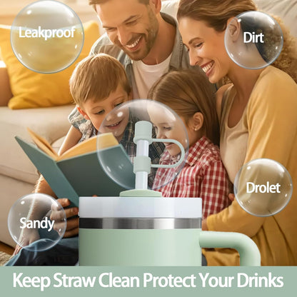 6PCS Silicone Straw Covers Cap Compatible with Stanley Cup 30&40oz Tumbler with Handle 10mm Straw Toppers，Straw Tips Lids Dust-Proof Reusable for Stanley Cup Accessories (White)