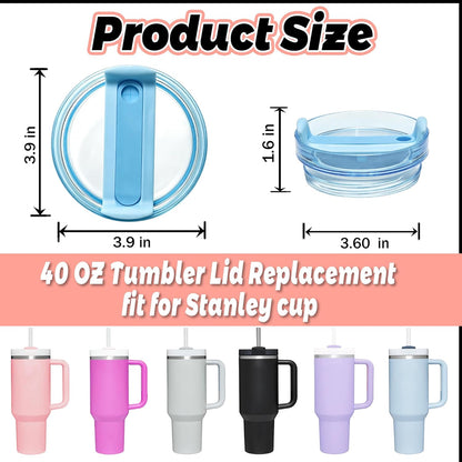 40 OZ Tumbler Lid Replacement Compatible for Stanley Quencher H2.0, 1 Pack BPA Free Clear Lid Replacement for Stanley Cup Accessories(Clear-White)