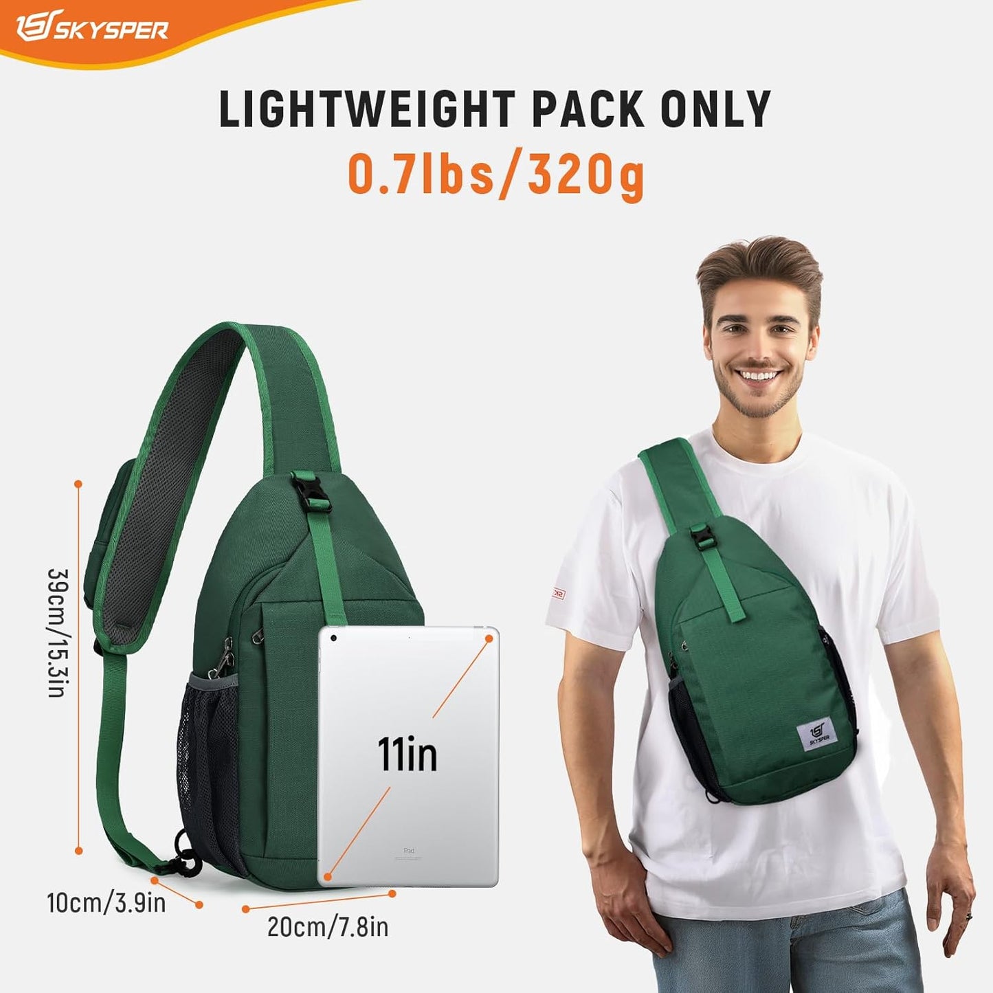 SKYSPER Sling Bag RFID Cross Body Bag Recycled Crossbody Backpack Travel Daypack