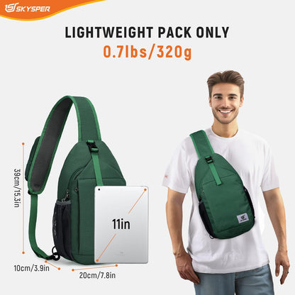 SKYSPER Sling Bag RFID Cross Body Bag Recycled Crossbody Backpack Travel Daypack