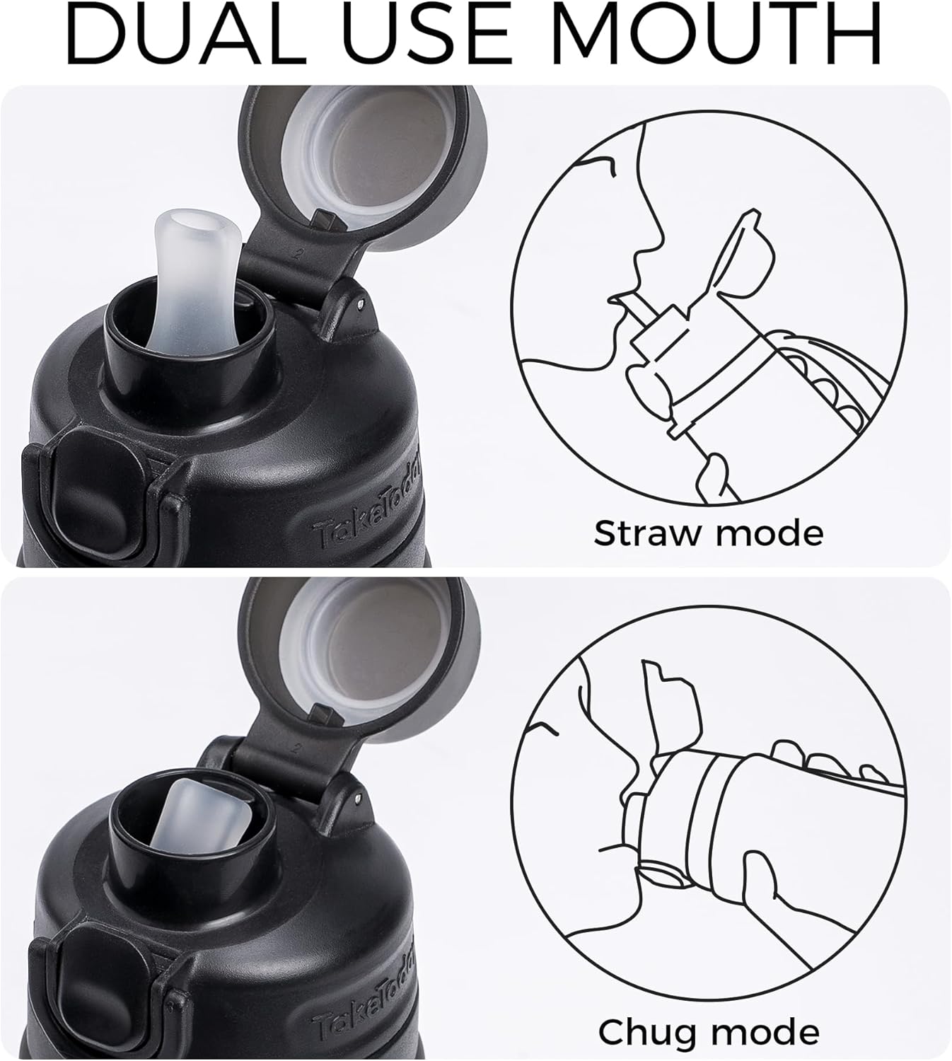 TakeToday Collapsible Water Bottles 21oz (600mL), Foldable Platinum Silicone Travel Water Bottle with Straw & Carry Strap, Leak-Resistant Screw Lid, Wide Mouth, BPA-Free for Hiking, Camping, Travel