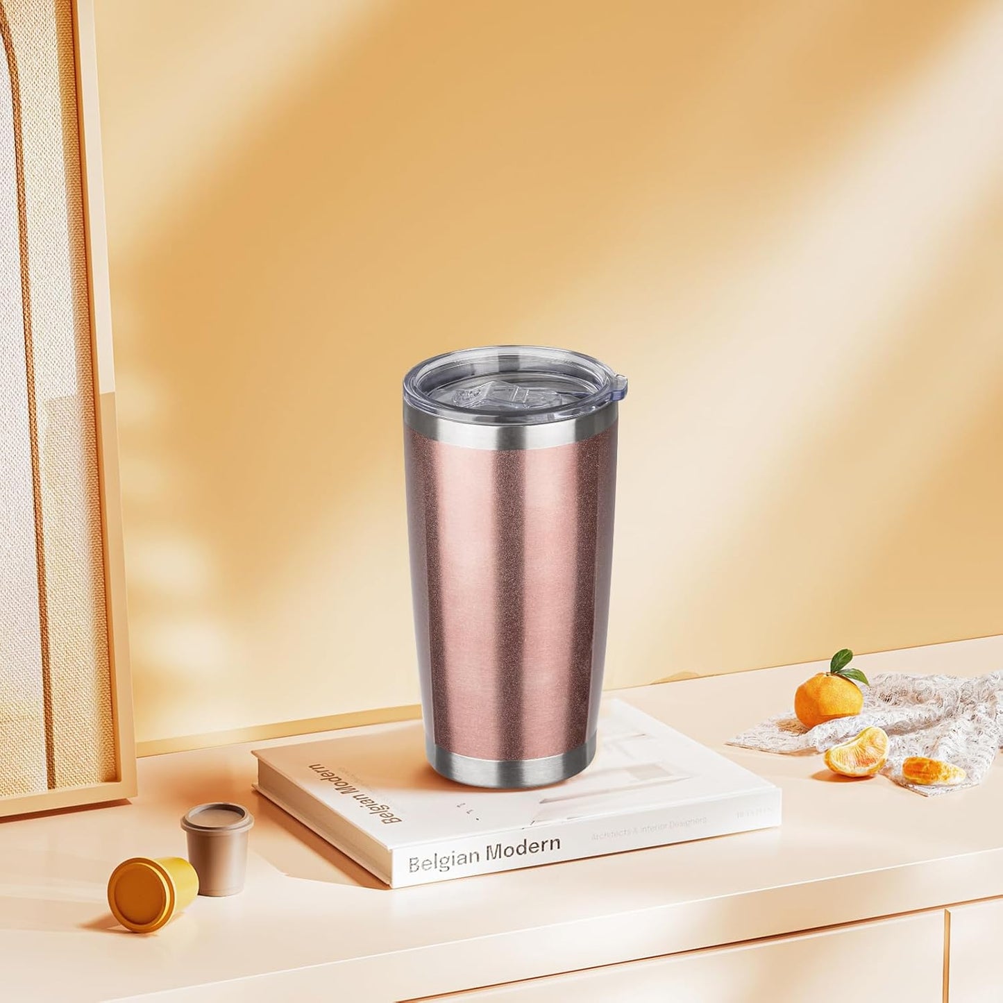 20oz Tumbler with Lid Stainless Steel Insulated Tumblers Travel Coffee Tumbler Bulk Double Wall Vacuum Insulated Water Cup Gifts for Christmas Women Men Her Him Home Office(Navy Blue, 1pack)