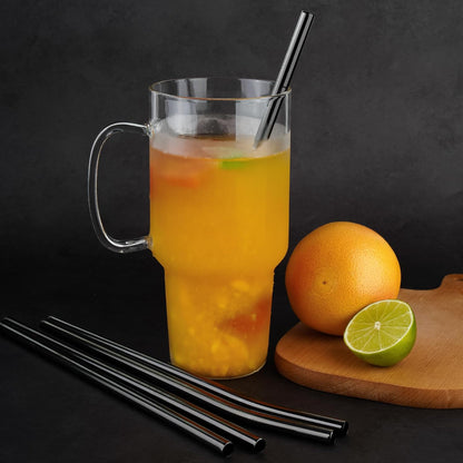 Tomorotec 8PCS 12" Stainless Steel Straws 4 Bent & 4 Straight Fit for 40oz Stanley Tumblers, Reusable Food-Grade Drinking Straws with Brush for Smoothies, Milkshakes, Iced Coffee, Dishwasher Safe