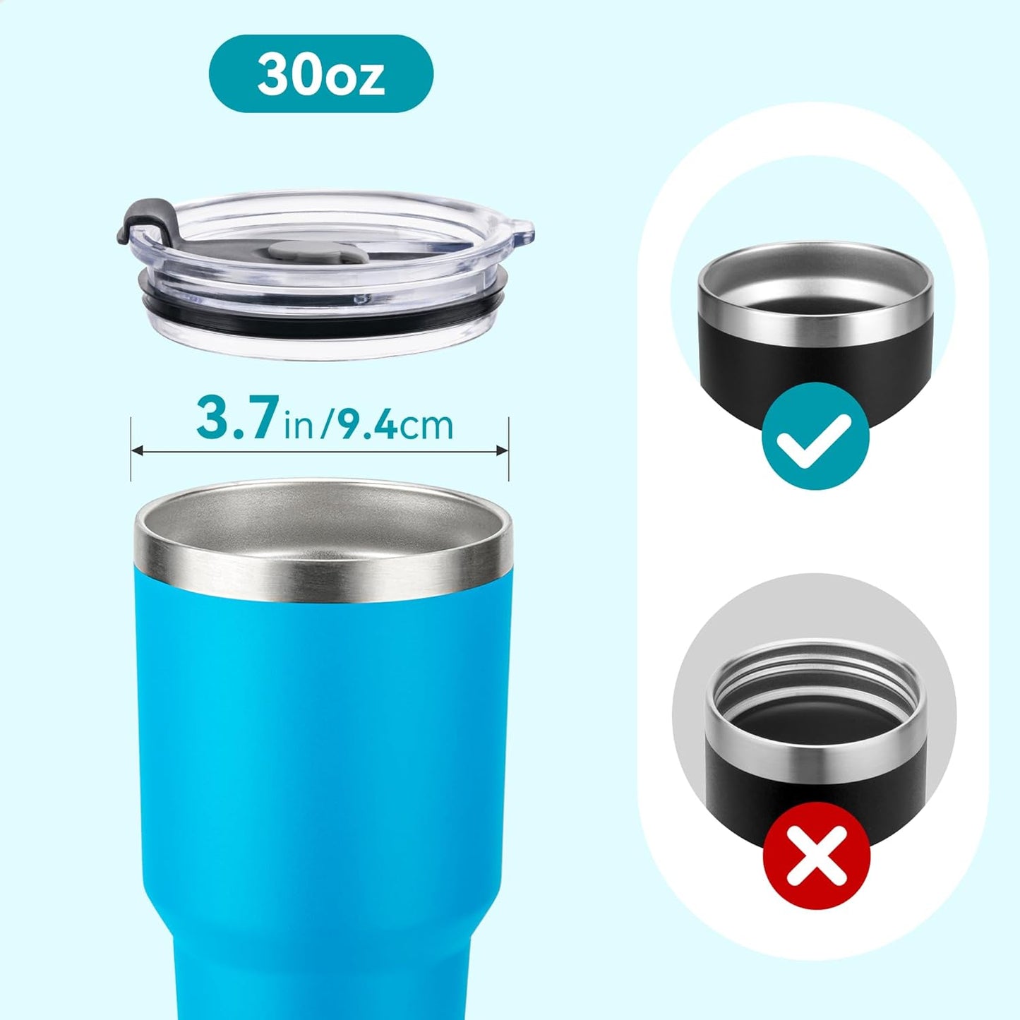 30 oz Tumbler Lid for YETI, 2 Pack Replacement Lids for YETI 30oz Tumbler, 14 oz Mug and 35 oz Straw Mug, Spill Proof Coffee Cup Covers