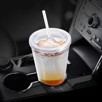 Zukro Clear Acrylic Tumbler with Straw and Lid 32 oz, Double Walled Insulated Reusable Plastic Iced Coffee Cup, To Go Cup Perfect for Parties, Birthdays, Fit in Cupholder, BPA Free, Clear, 2 Pack