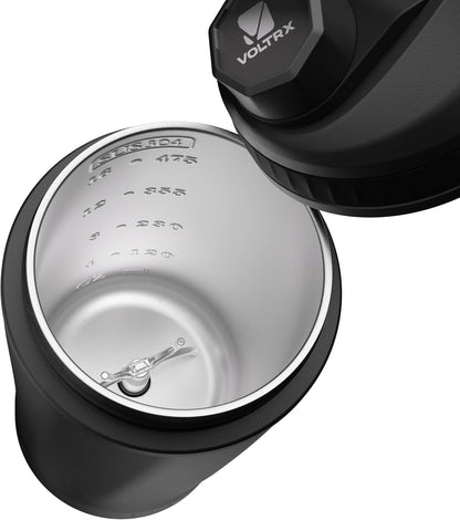 VOLTRX ChillMix Shaker Bottle Insulated Stainless Steel - USB C Rechargeable Electric Protein Shake Mixer, Shaker Cups for Protein Shakes and Meal Replacement, Chrome Steel, 16 oz