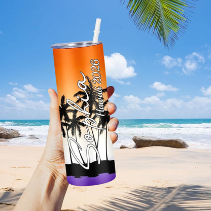 Girl Trip Gifts for Women, Personalized Girls Trip Tumblers with Name Text, Custom Beach Tumbler, Road Trips Vacation Cruise Cup with Lid and Straw, Bachelorette Party Girl Weekend Gift For Friend
