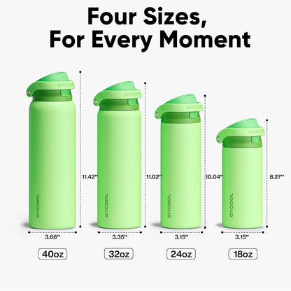 ENCOOL Leakproof Insulated Water Bottle with Straw Dual-Sip Water Bottle Bag-Safe Design for Work, Commute & Gym – Keeps Drinks Cold All Day, 24 oz, Lemonade Pink - Colors A