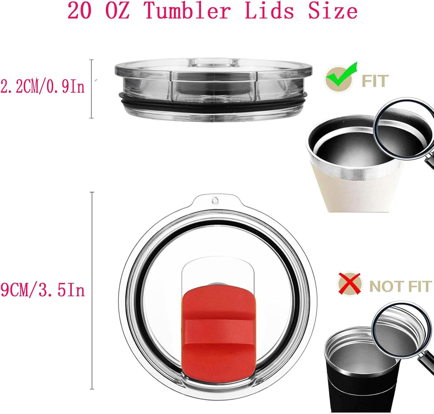 30 oz Tumbler Lids for Yeti, 2 Pcs Replacement Magnetic Spill-Resistant Lids for Yeti 30 oz, 32 oz Tumbler, 14 oz Mug and 35oz Straw Mug with Magnetic Slider Switch, BPA Free