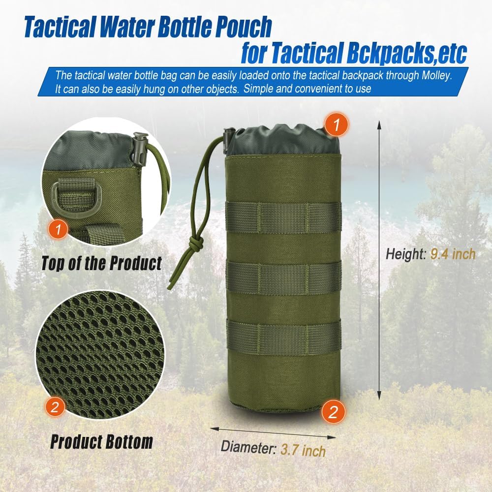 Upgraded Tactical Drawstring Molle Water Bottle Holder Tactical Pouches