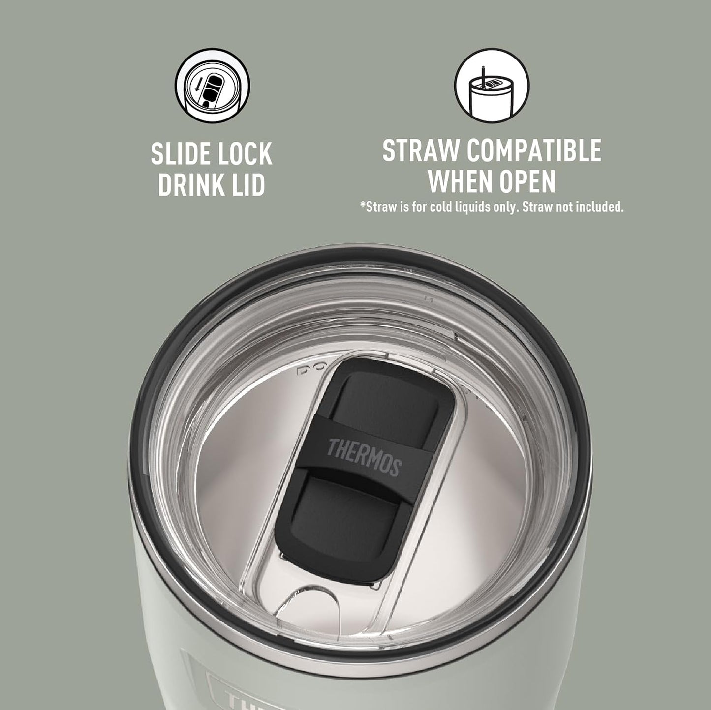 THERMOS ICON SERIES, Stainless Steel Tumbler with Slide Lock, 18 Ounce, Mystic Navy