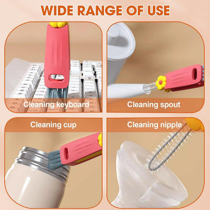 3 in 1 Cup Lid Cleaning Brush, 3 in 1 Multifunctional Cleaning Brush Portable Cup Lid Cleaner for Bottle Gap Tight Spaces Cup, Portable Cup Lid Cleaner with Brush, 3 Pcs