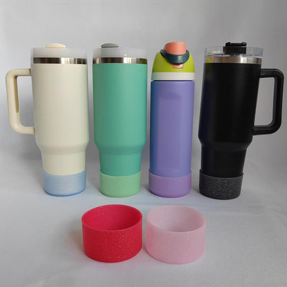 6Pcs Glitter Silicone Cup Boots for Water Bottle Fits Stanley/Owala/Hydro Flask/Simple Modern/Yeti, 2.8-3.1in Width Bottom Protector Cover Sleeve (6 Colors)