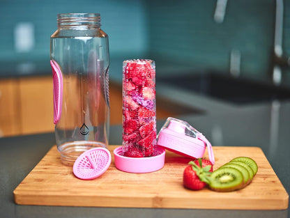 Infusion Pro 32 oz Fruit Infuser Water Bottle with Insulated Sleeve & 50 Recipe Fruit Infusion Water eBook : Bottom Loading, Large Water Infuser for More Flavor : Unique Gift Idea for Women