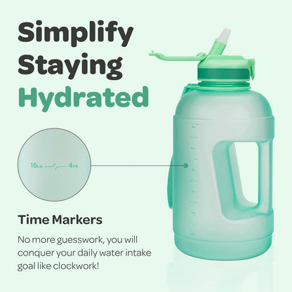Hydracy Water Bottle with Time Marker -Large BPA Free Water Bottle & No Sweat Sleeve -Leak Proof Gym Bottle with Times to Drink - Ideal for Fitness Sports & Outdoors