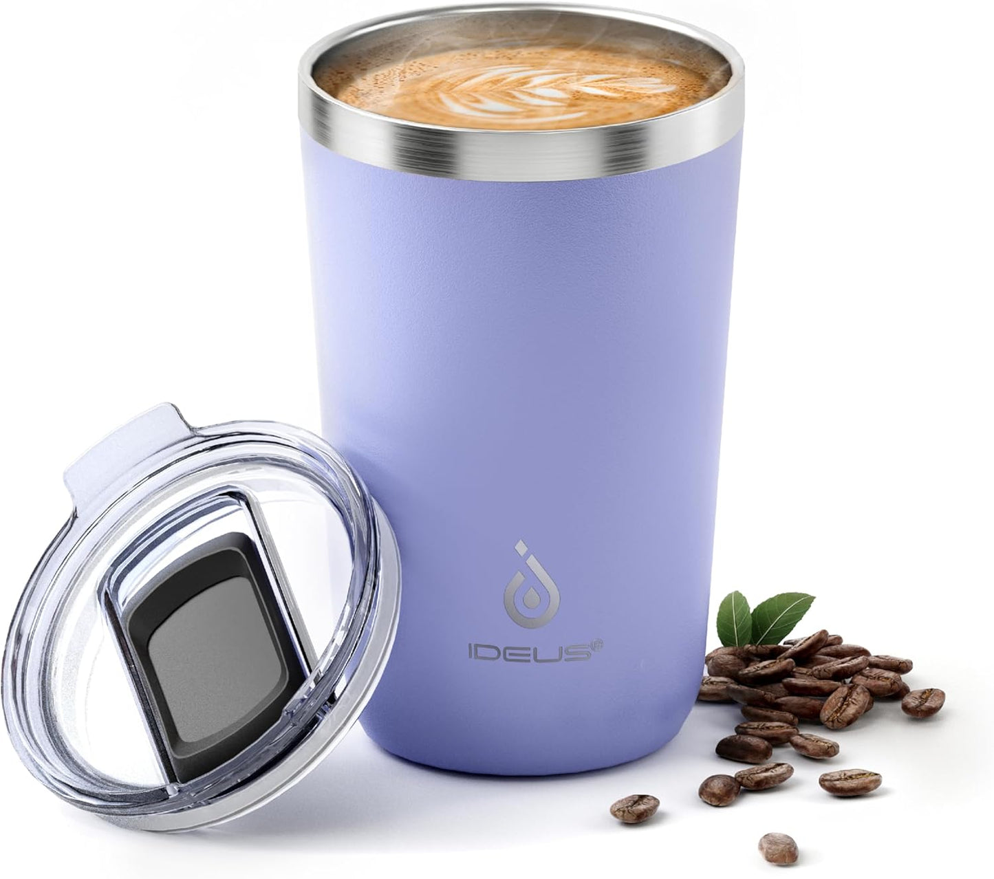 Ideus 20 oz Tumbler, Travel Coffee Mug with Splash Proof Sliding Lid, Double Wall Stainless Steel Vacuum Insulated Coffee Mug for Home and Office, Keep Beverages Hot or Cold, Avocado Green