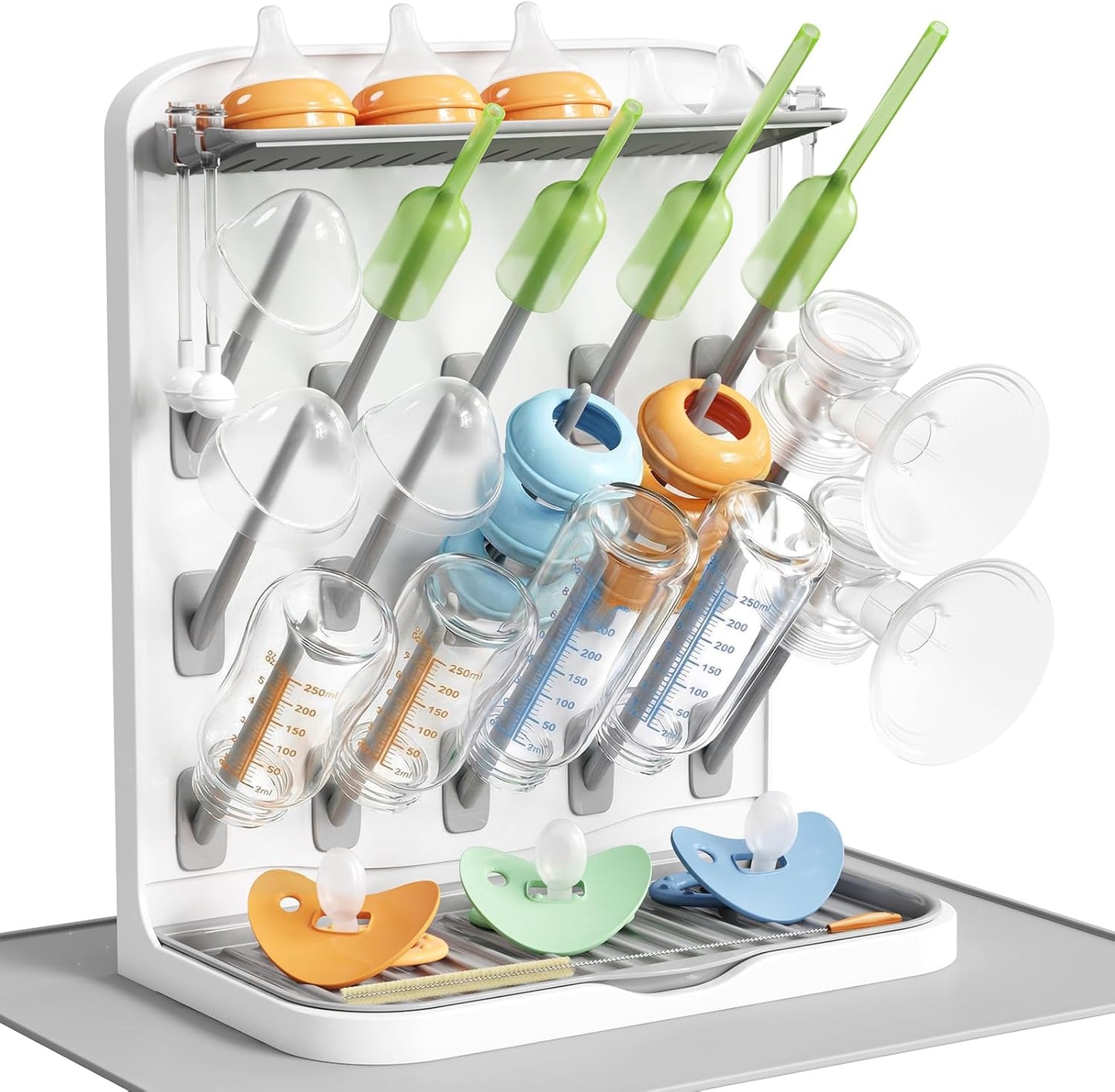Lifewit Large Baby Bottle Drying Rack 15 Hooks, Newborn Essentials Must Haves, Bottle Storage Organizer for Countertop, Cabinet, Rack Dryer Holder for Pacifiers, Pump Parts, Baby Stuff
