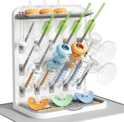 Lifewit Large Baby Bottle Drying Rack 15 Hooks, Newborn Essentials Must Haves, Bottle Storage Organizer for Countertop, Cabinet, Rack Dryer Holder for Pacifiers, Pump Parts, Baby Stuff