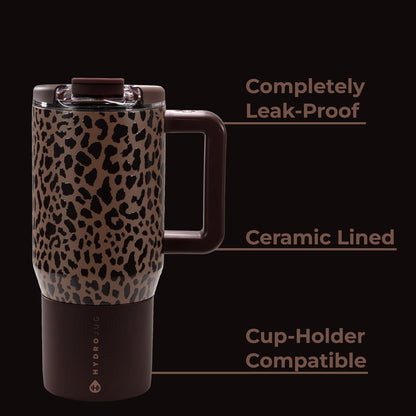 HydroJug Coffee Traveler 20 oz - Leak-Resistant, Ceramic-Lined Insulated Travel Coffee Mug for Hot or Cold Drinks with Flip Lid & Handle, Dishwasher Safe Coffee Tumbler, Cascade