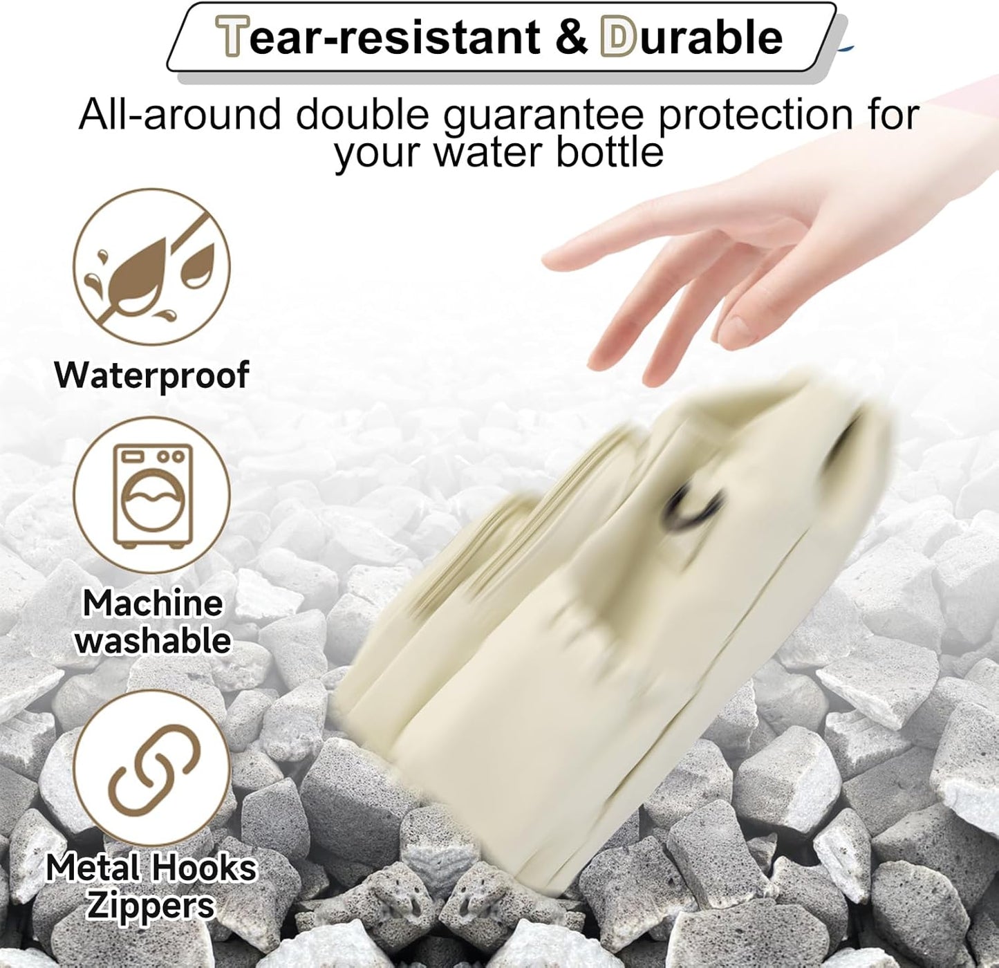 Water Bottle Holder with Strap, 4 Big Pockets with Compartment, 24oz/32oz/40oz Crossbody Water Bottle Carrier Bag