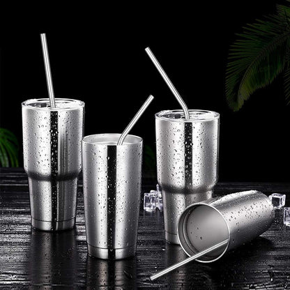 Hiware 12-Pack Reusable Stainless Steel Metal Straws with Case - Long Drinking Straws for 30 oz and 20 oz Tumblers Dishwasher Safe - 2 Cleaning Brushes Included