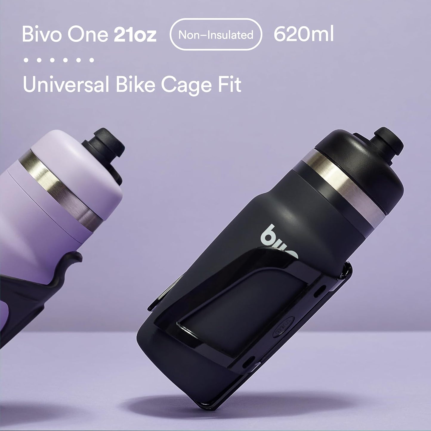 Bivo One 21oz Non Insulated Stainless Steel Bike Water Bottle - Lightweight for Cycling, Travel, Kids - No Plastic Taste, Fits Most Cages, Dishwasher Safe - (Raw)
