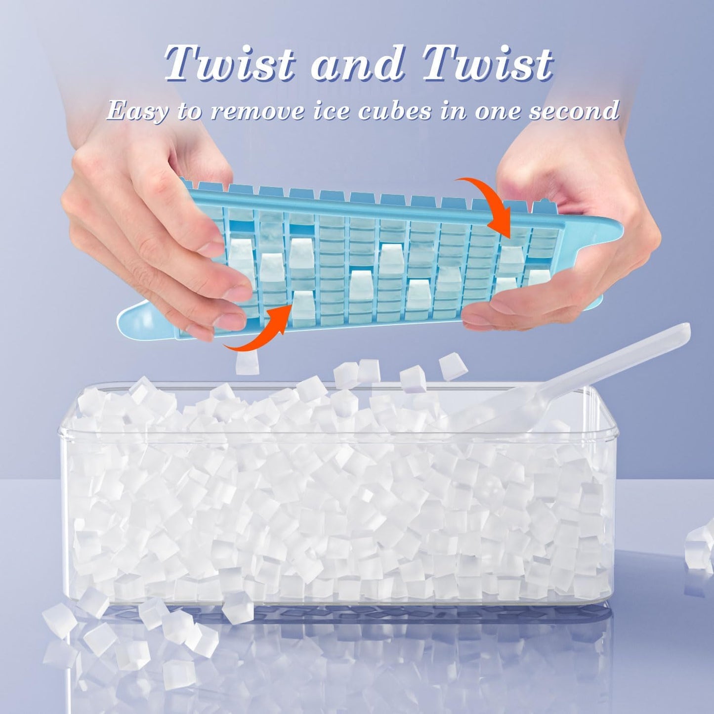 Mini Ice Cube Tray for Freezer: GGUW Nugget Ice Cube Tray with Bin - Crushed Ice Tray Making 4×117 PCS Icecube - Easy Release Iced Maker Trays