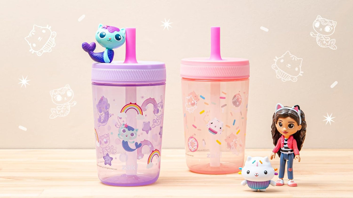 Zak Designs 15oz Bluey Kelso Tumbler Set, Leak-Proof Screw-On Lid with Straw Made of Durable Plastic and Silicone, Perfect Bundle for Kids, 2 Count (Pack of 1) - Colors B