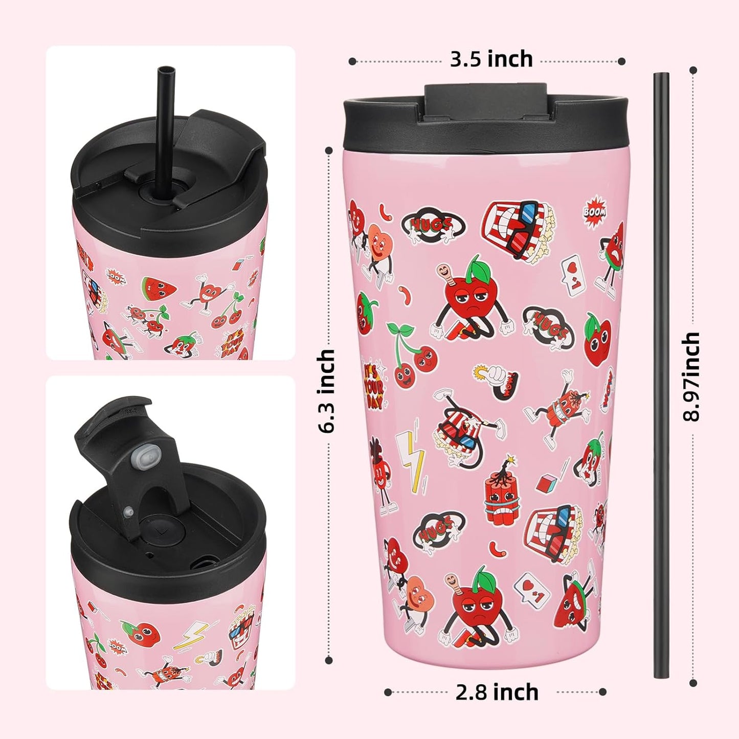 BJPKPK 4 Pack Tumbler with Lid and Straw,30oz Insulated Tumblers Bulk Reusable Travel Coffee Mug, Dishwasher Safe Double Wall Vacuum Insulated Cup Gift for Men Women,Light Blue Leopard