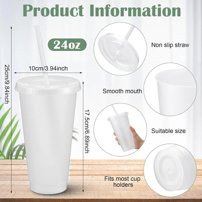 Honeydak 15 Pack Tumbler with Straw and Lid Bulk Cups for Gifts Water Bottle Iced Coffee Travel Mug Cup Reusable Plastic Tumblers for Party Birthdays 24-27 oz (Solid Color)