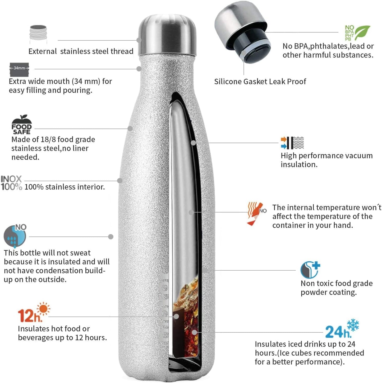 BJPKPK Insulated Water Bottle 12oz Small Stainless Steel Water Bottles Reusable Metal Thermal Keep Cold and Hot,Dreamy Purple - Colors B