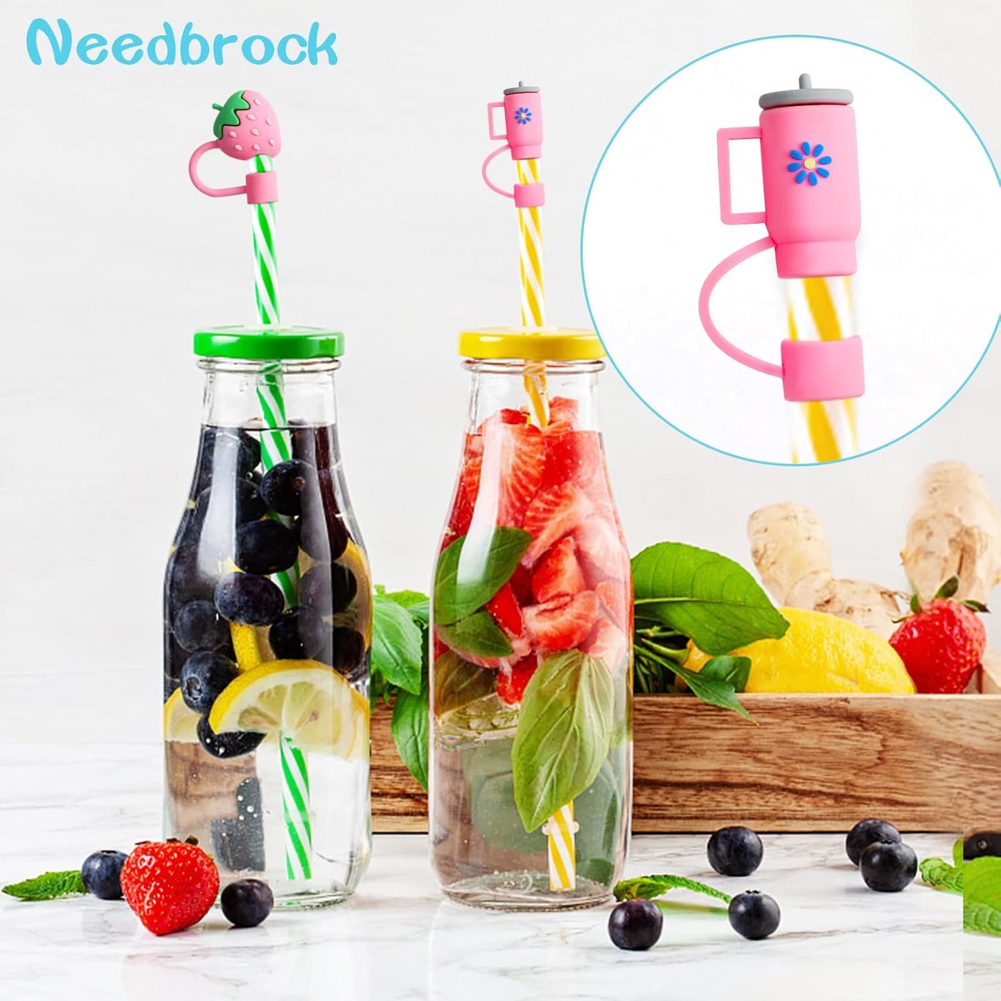 8 Pcs Animal Straw Cover Cap, Silicone Straw Topper for Stanley 30&40 Oz Tumbler Cute Straws Cap in Various Shapes, Straws Covers for 0.4 Inch/10 mm Tips Gifts for Women Girls Teens